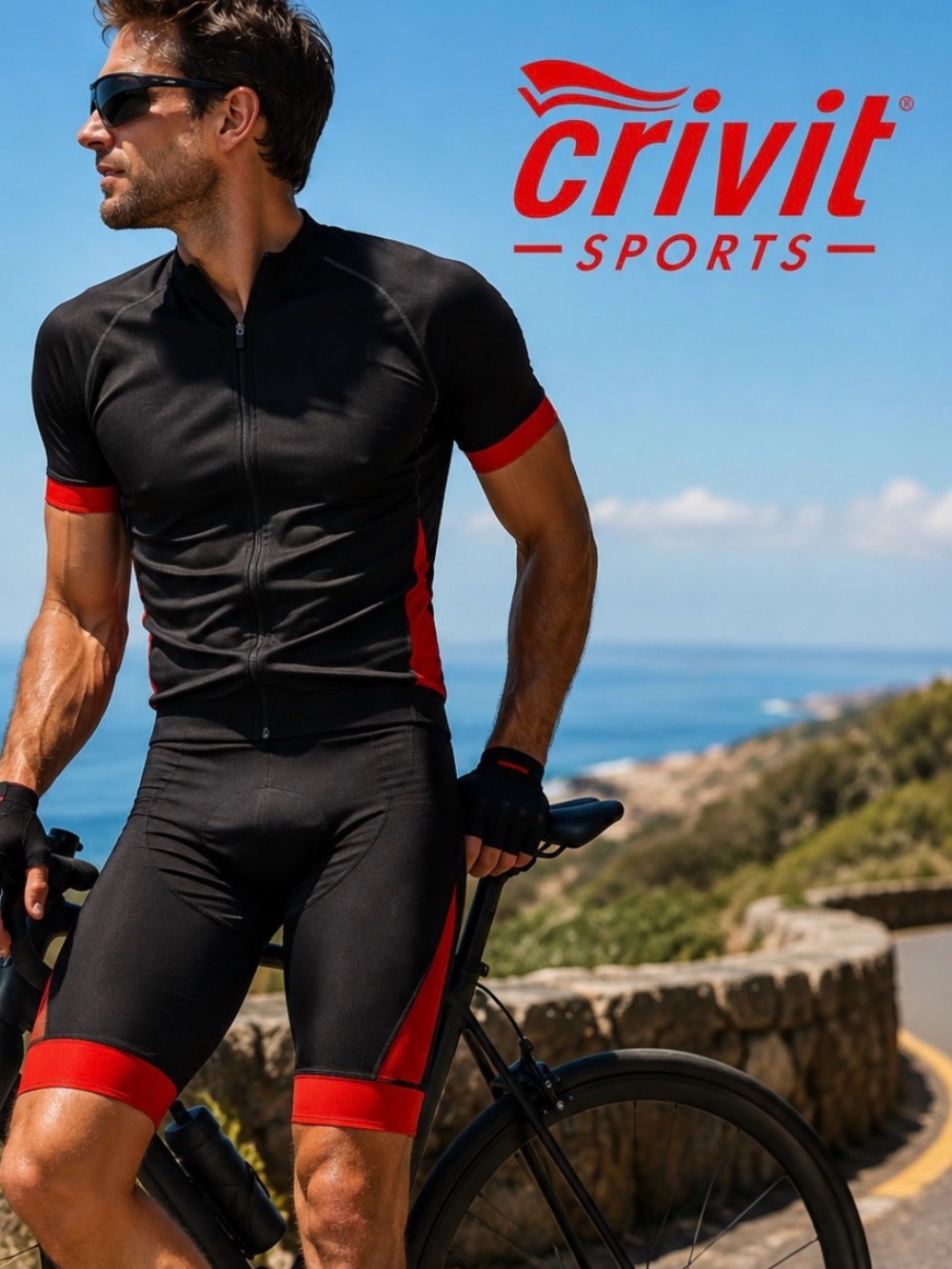 Crivit Black & Red Large Cycling Biking Shorts